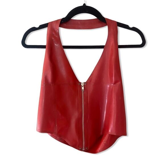 Miaou Mara Corset Top Cami Latex Strawberry Red Fetish Sz XL NWT $295 Revolve - Picture 2 of 10
